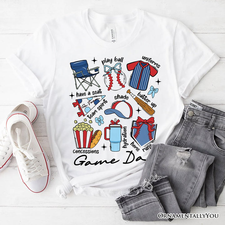 Game Day Baseball T-Shirt, Retro White and Natural Stadium Tee for Sports Fans T-Shirts OrnamentallyYou White XS 