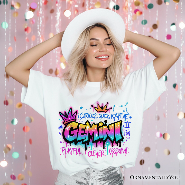 Gemini Graffiti Zodiac T-Shirt, Street Style Astrology Horoscope Tee