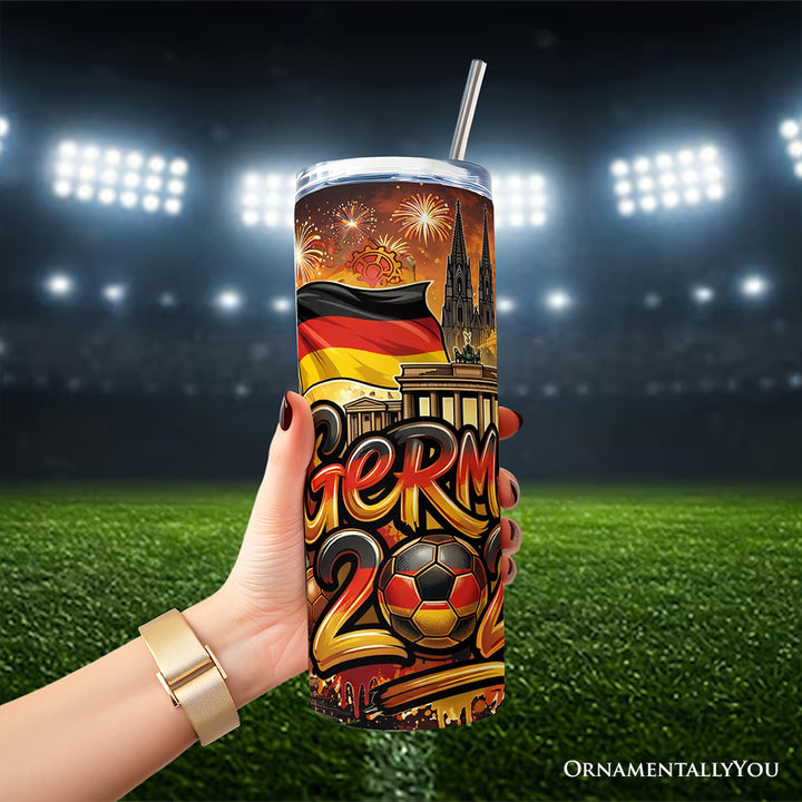Germany 2026 Soccer Cup Global Championship 20oz Tumbler With Lid and Stainless Steel Straw, Fans Football Gift Cup