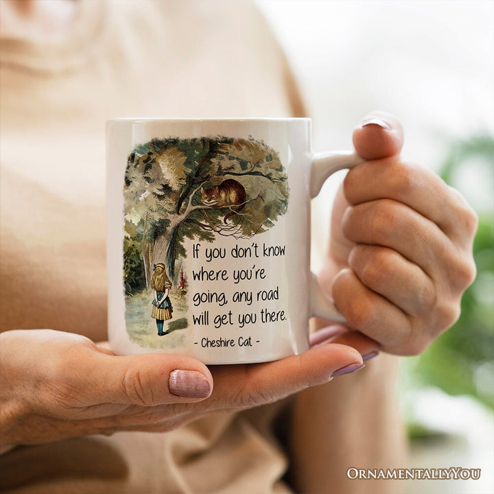 Getting Lost Cheshire Cat Quote Personalized Mug, Vintage Alice's Adventures in Wonderland Personalized Ceramic Mug OrnamentallyYou 