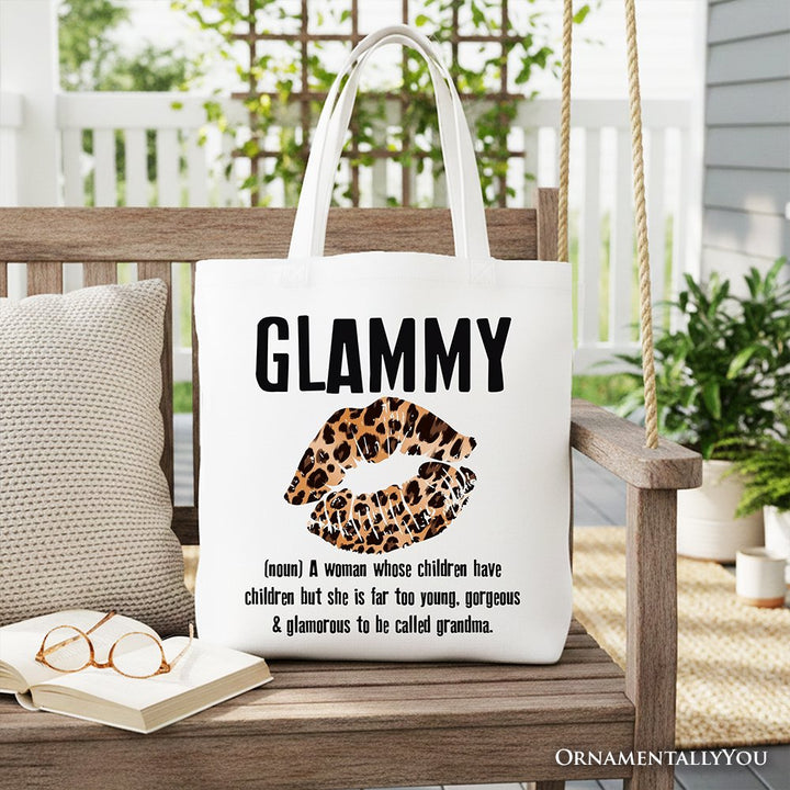 Glammy Leopard Lips Canvas Tote Bag, Coquette Gift Shopper for Stylish and Glamorous Grandmas Tote Bag OrnamentallyYou White 
