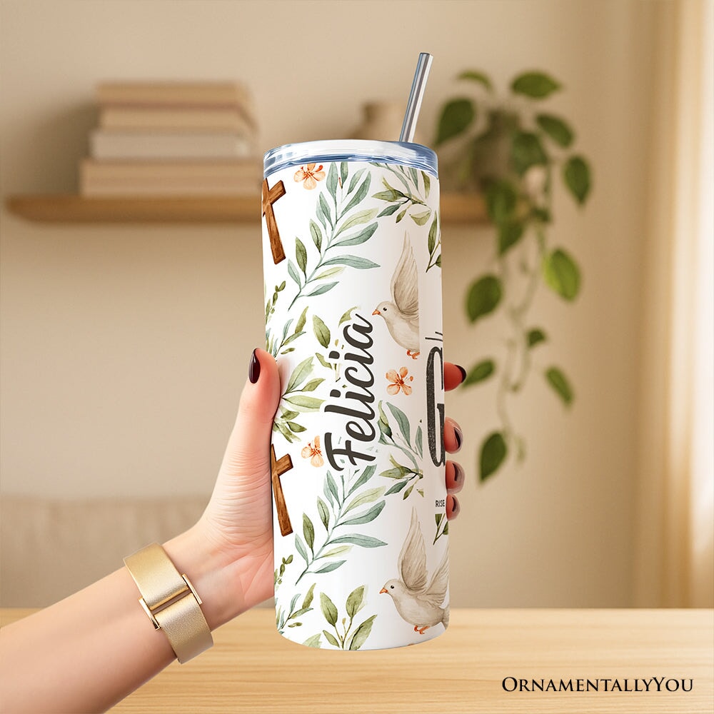 Glory Isaiah 60:1 Christian 20oz Personalized Tumbler With Lid and Stainless Steel Straw, Faith Scripture Inspirational Gift Cup Tumbler OrnamentallyYou 