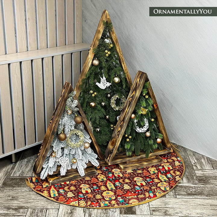Gnome Folk Pattern Vintage Christmas Tree Skirt Tree Skirt Nantong Prince Home Fashion Co., Ltd. 60 Inches 
