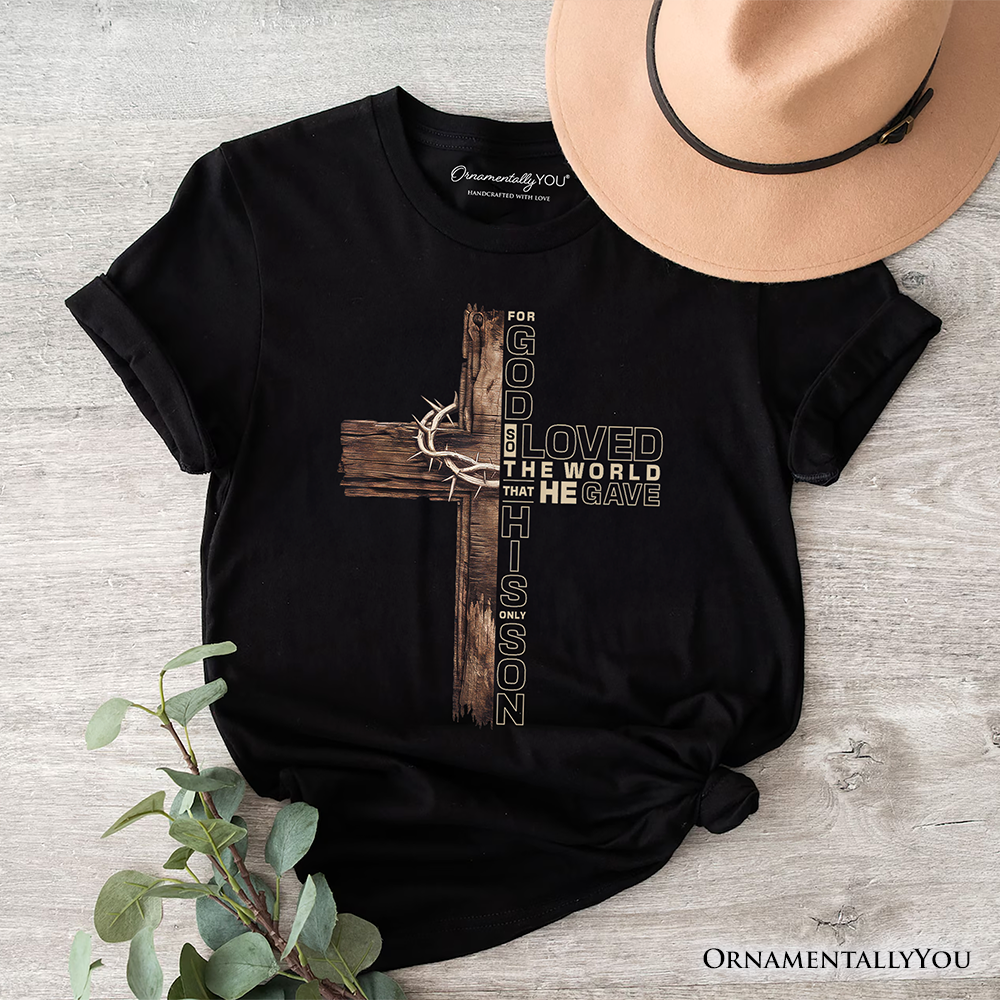 God Gave His Only Son Cross T-Shirt, Christian John 3:16 Faith Tee