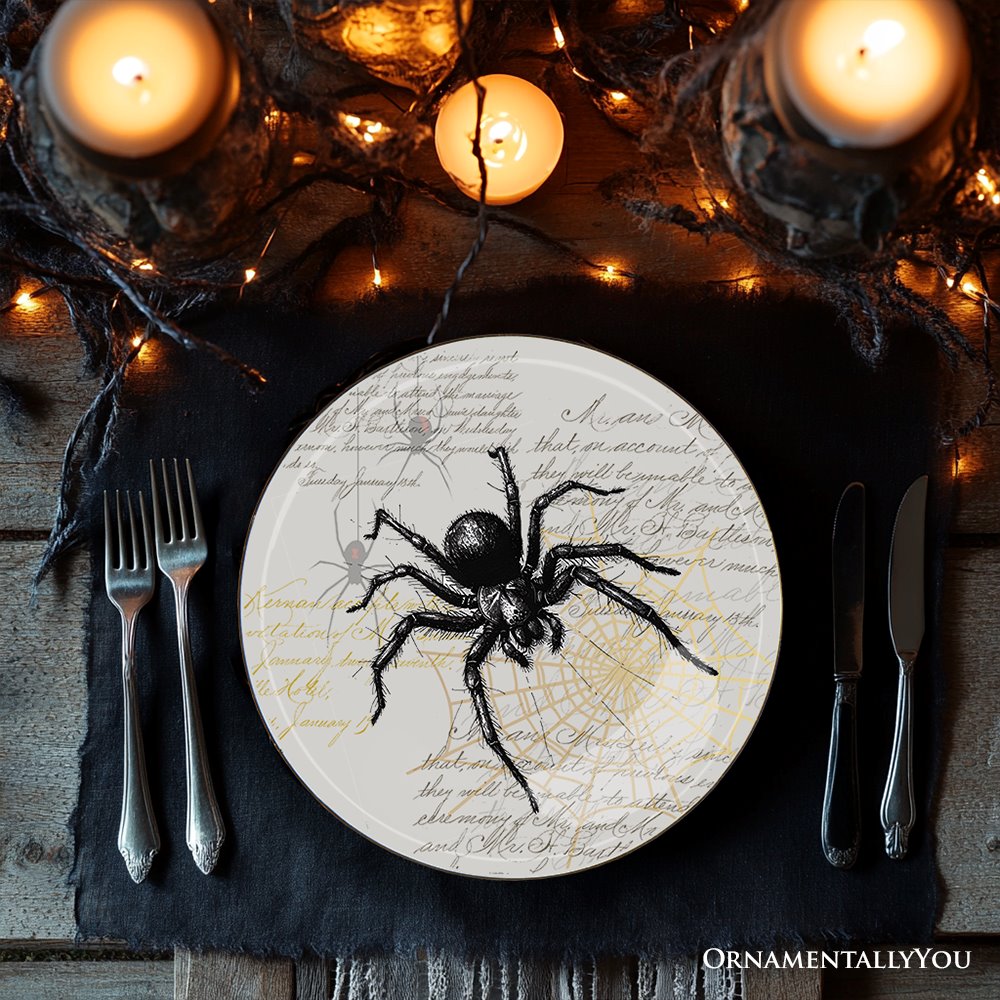 (Pre-Order) Gothic Elegance Set of 4 Plates with Real Gold Trim, Halloween Tableware Collection for Salad, Dessert, Appetizer, and Side Plates Plate Sets OrnamentallyYou 