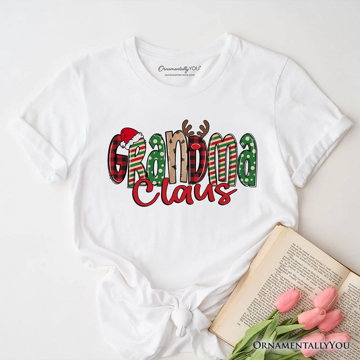 Grandma Claus Retro Christmas T-Shirt, Matching Family Holiday Tee T-Shirts OrnamentallyYou White XS 