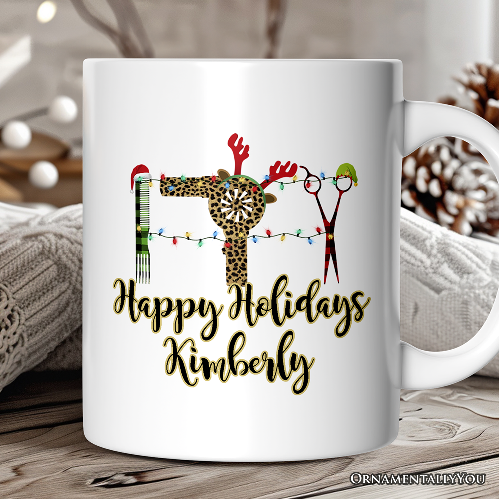 Personalized Mug Hairdresser Buffalo Plaid Christmas