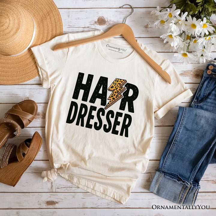Hairdresser Leopard Lightning T-Shirt, Retro Stylist Tee T-Shirts OrnamentallyYou Natural XS 