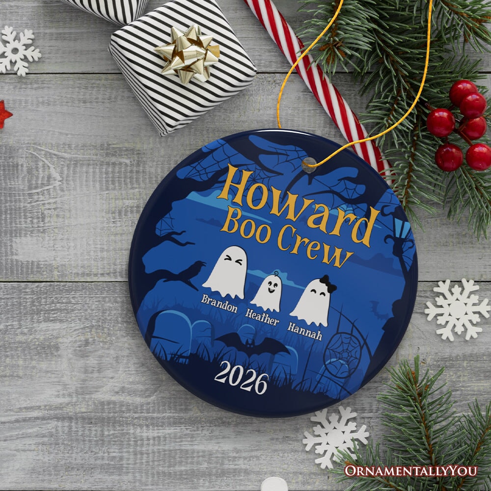Halloween Ghost Family Members Personalized Ornament, Cute Boo Crew Gift, Spooky Season Home Decor Ceramic Ornament OrnamentallyYou 