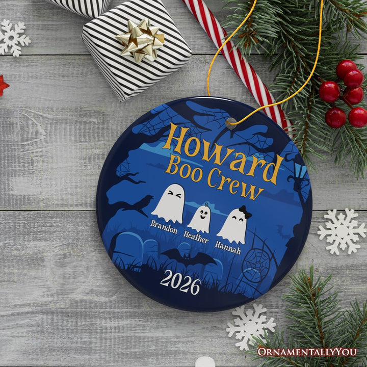 Halloween Ghost Family Members Personalized Ornament, Cute Boo Crew Gift, Spooky Season Home Decor Ceramic Ornament OrnamentallyYou 