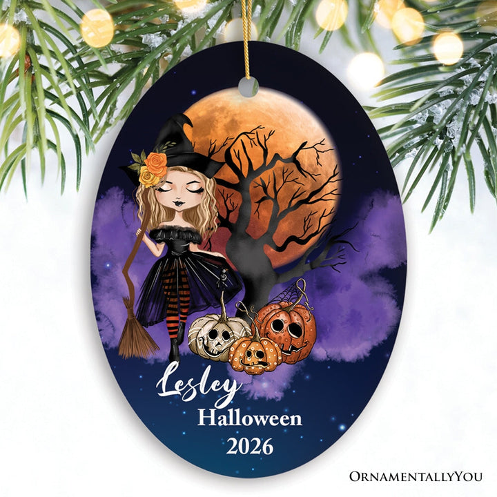 Halloween Witch Besties Personalized Ornament Ceramic Ornament OrnamentallyYou Oval 