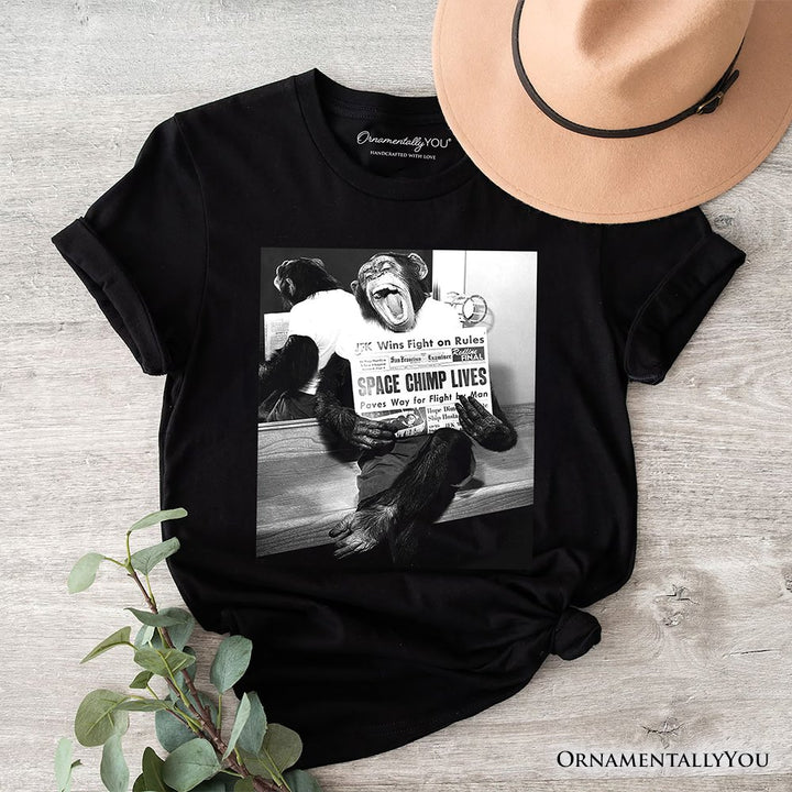Ham The Space Chimp T-Shirt, Historic NASA Monkey Retro Science Tee T-Shirts OrnamentallyYou Black XS 