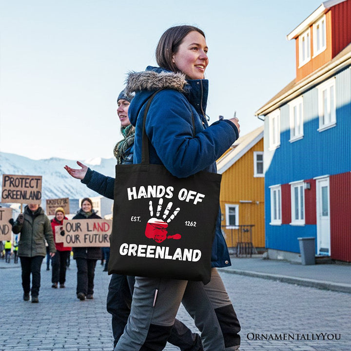 Hands Off Greenland Canvas Tote Bag OrnamentallyYou 