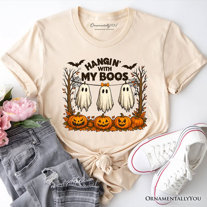 Hanging with My Boos Ghost T-Shirt, Funny Halloween Spooky Season Tee T-Shirts OrnamentallyYou Natural XS 