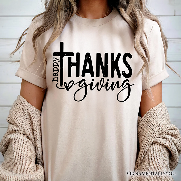 Happy Thanksgiving Minimalist T-Shirt, Christian Religious Fall Tee