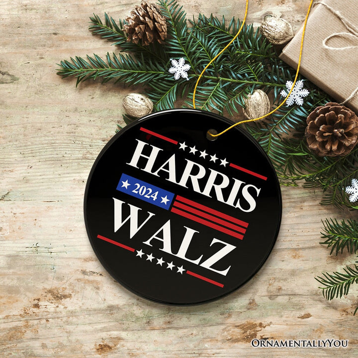 Harris Walz 2024 Ornament, Election Christmas Gift OrnamentallyYou Circle 