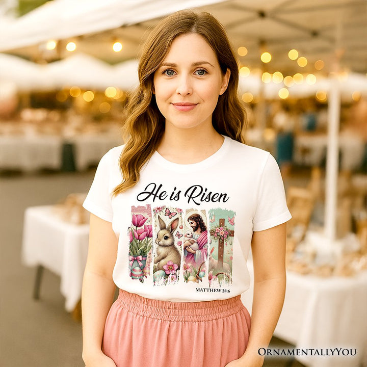 He Is Risen Easter Jesus T-Shirt, Matthew 28:6 Christian Tee for Believers T-Shirts OrnamentallyYou 