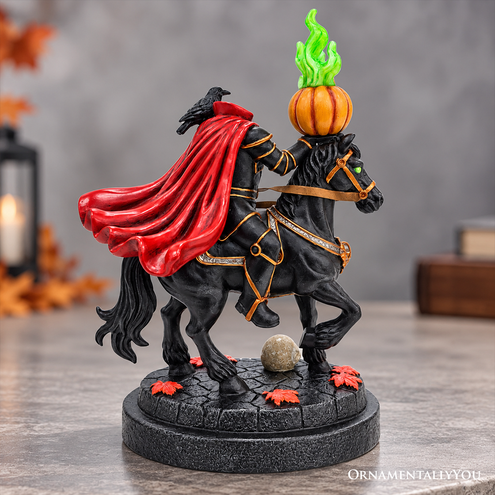 (PRE-ORDER) Headless Horseman Sleepy Hollow LED Lighted Statue, 9" Hauntingly Halloween Decoration Figurines