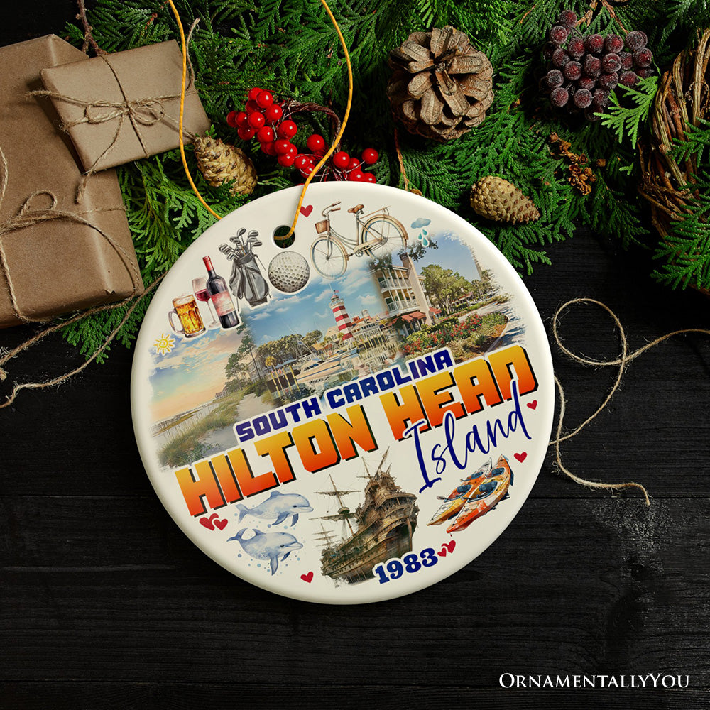 Hilton Head Island Christmas Ornament, South Carolina Coastal Resort Decoration