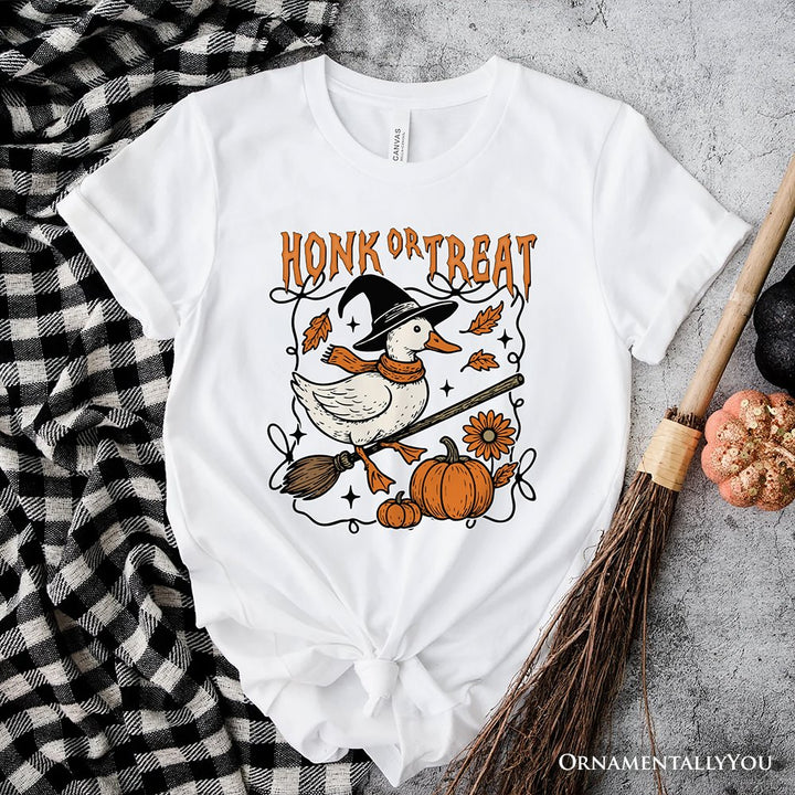 Honk or Treat Goose T-Shirt, Hilarious Halloween Tee for Silly Bird Enthusiasts T-Shirts OrnamentallyYou White XS 