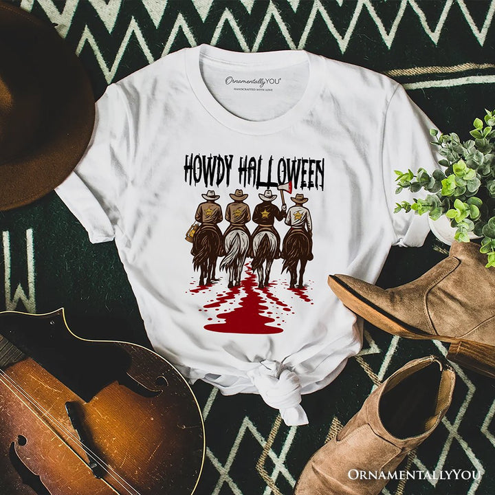 Howdy Halloween Cowboy Men T-Shirt, Sheriff Western Riders Spooky Tee T-Shirts OrnamentallyYou White XS 