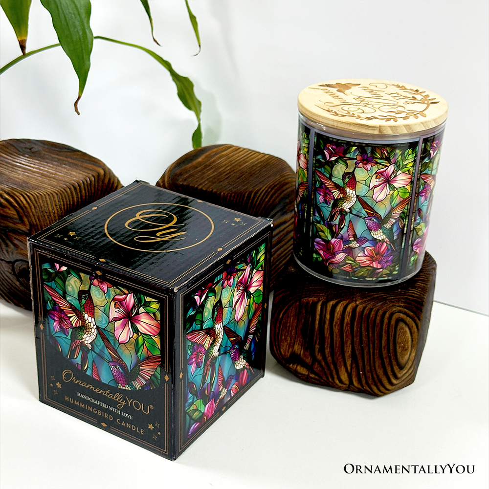 Hummingbird Faux Stained Glass LED Tea Light Candle, Delicate Nature Inspired Decor With Soft Glow