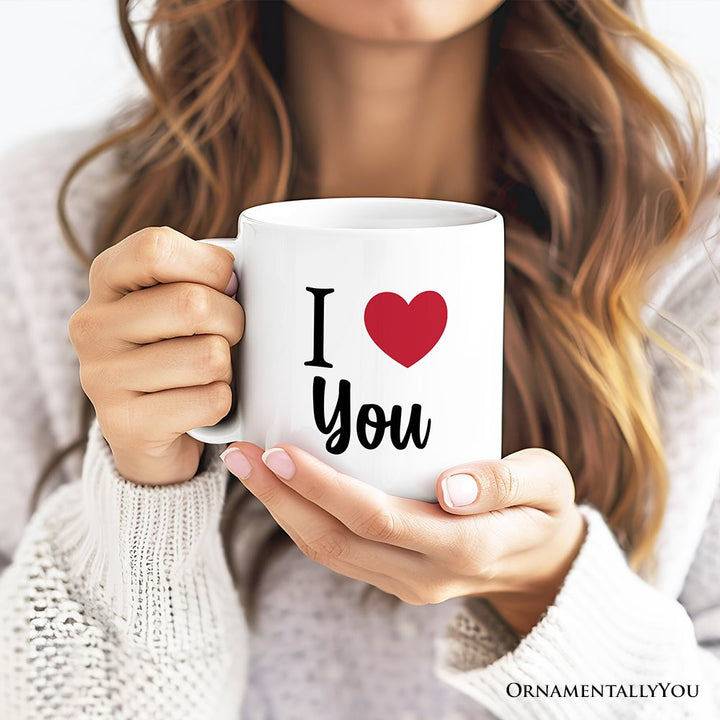 I Love You Personalized Mug, Romantic I Heart You Gift With Custom Name Personalized Ceramic Mug OrnamentallyYou 
