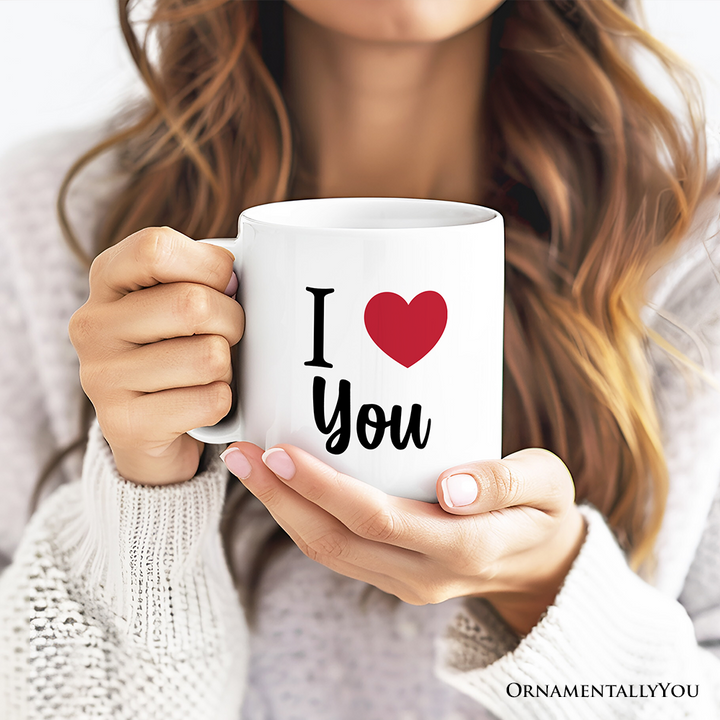 I Love You Personalized Mug, Romantic I Heart You Gift With Custom Name