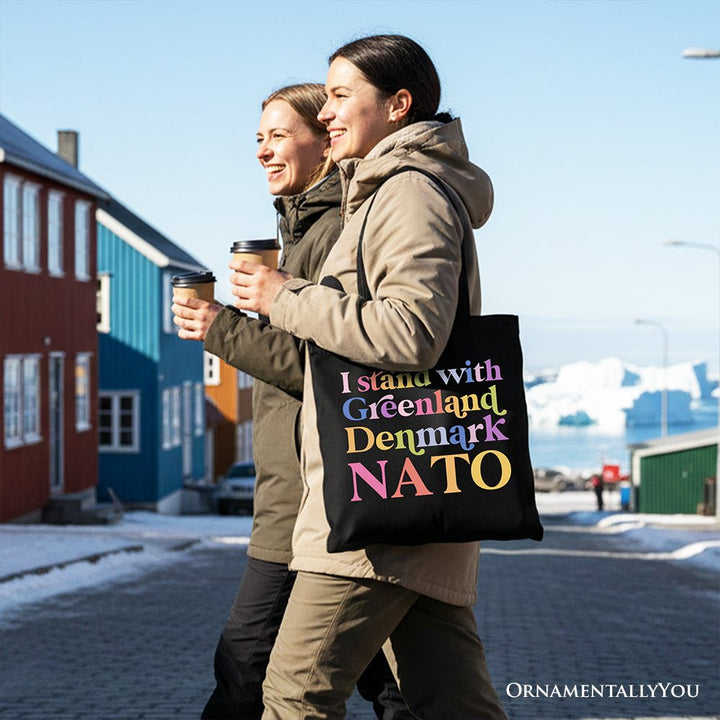 I Stand With Greenland Denmark NATO Canvas Tote Bag OrnamentallyYou 