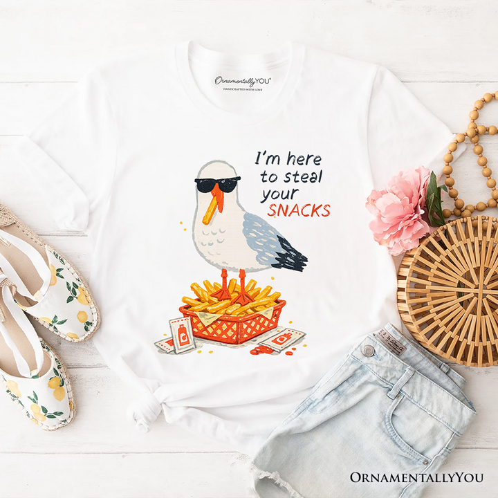 I'm Here To Steal Your Snacks Seagull T-Shirt, Funny Summer Beach Tee