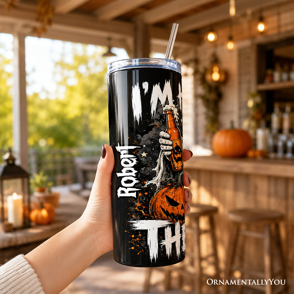 I'm Here for the Boos Ghost 20oz Personalized Tumbler With Lid and Stainless Steel Straw, Funny Halloween Beer Pumpkin Gift Cup