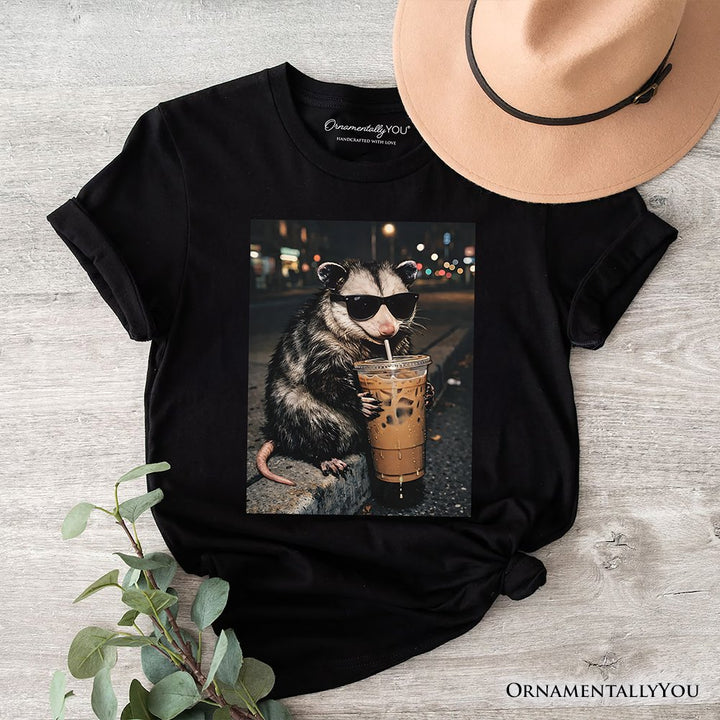 Iced Coffee Opossum T-Shirt, Funny Animal Meme Tee T-Shirts OrnamentallyYou Black XS 