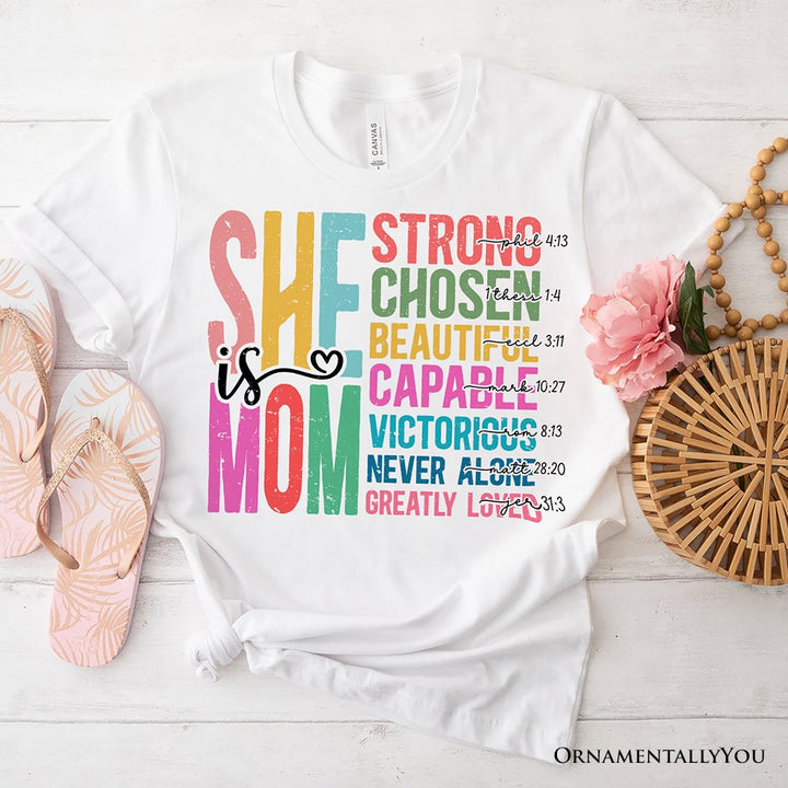Inspirational Christian Mom T-Shirt, Affirmation White Tee for Strong and Motivated Mothers T-Shirts OrnamentallyYou White XS 
