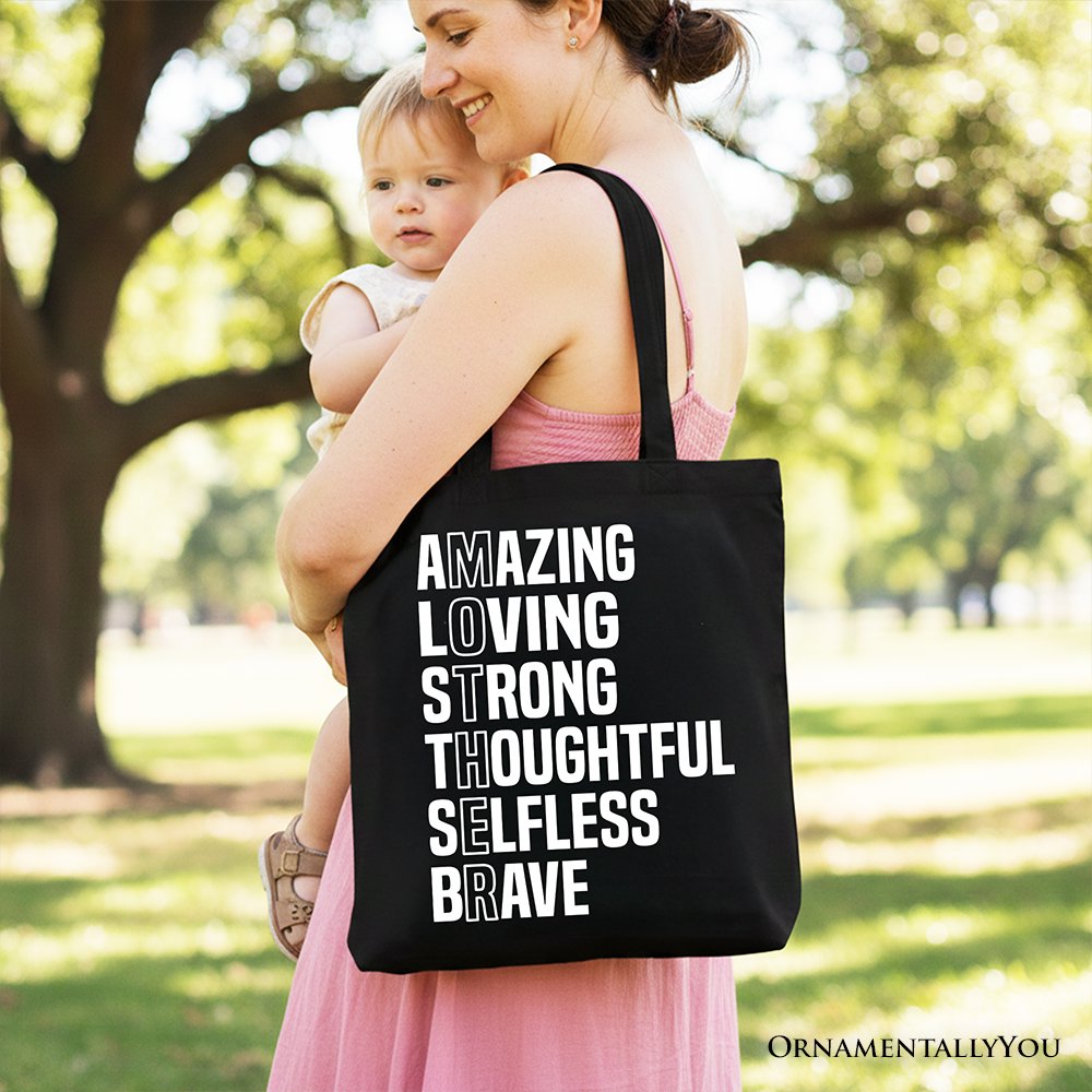 Inspirational Mom Tote Bag, Definition Gift Shopper for Brave and Thoughtful Mothers Tote Bag OrnamentallyYou 