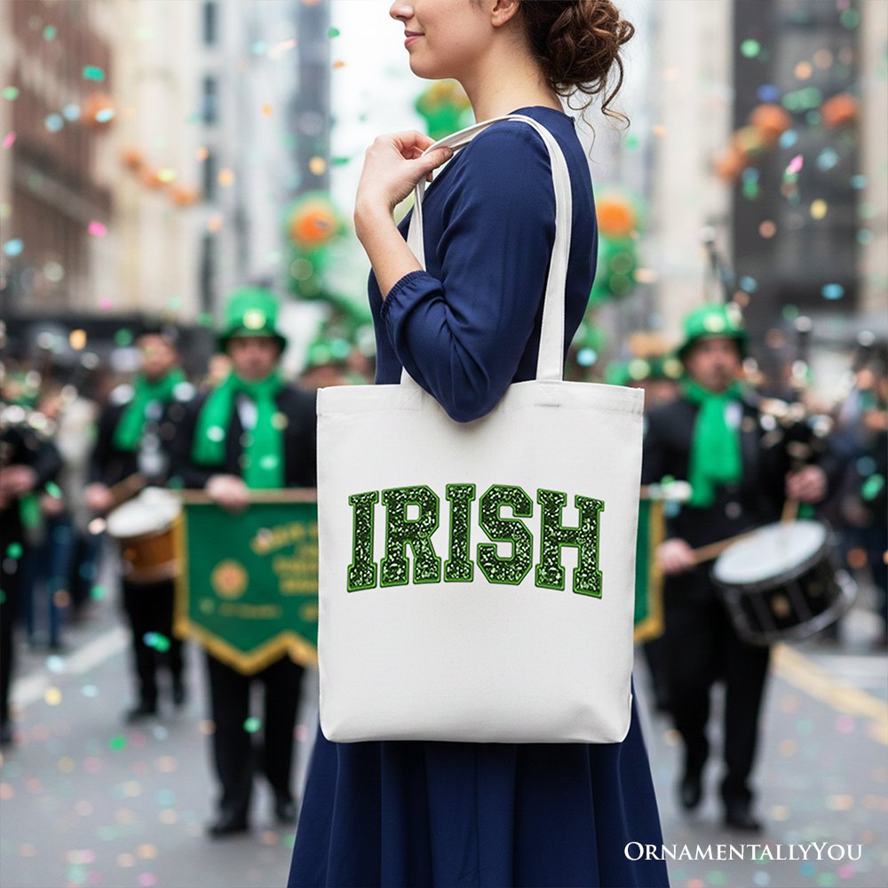 Irish Sequin Imitation Canvas Tote Bag, Festive St Patricks Day Gift Bag Tote Bag OrnamentallyYou 