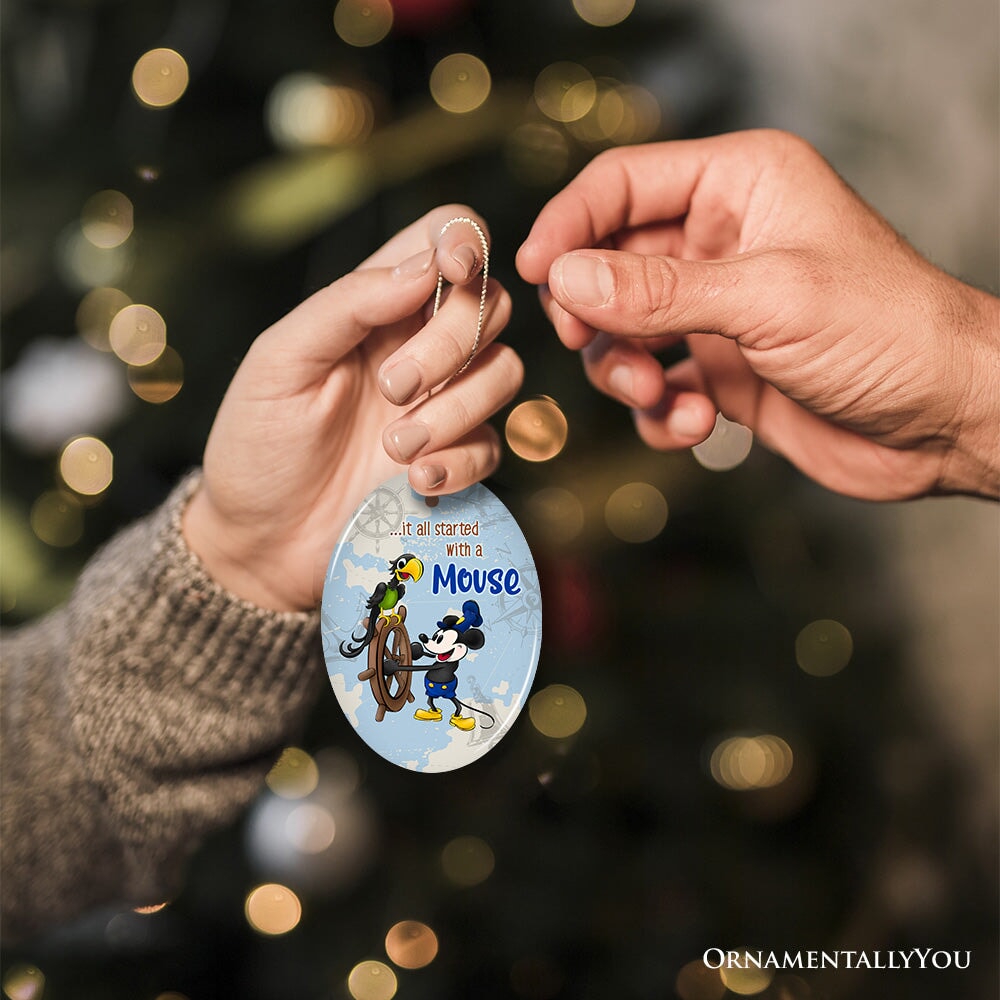 It All Started With a Mouse Quote Ornament, Inspiring Steamboat Willie Christmas Gift Ceramic Ornament OrnamentallyYou 