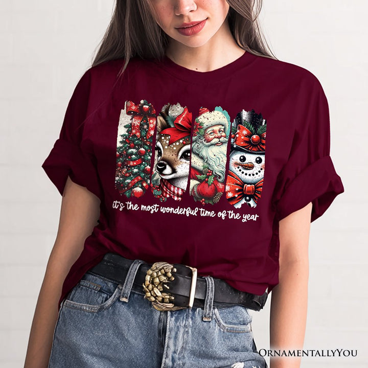 It's Most Wonderful Time Of The Year T‑Shirt, Reindeer, Santa, Snowman Vintage Tee for Christmas T-Shirts OrnamentallyYou 