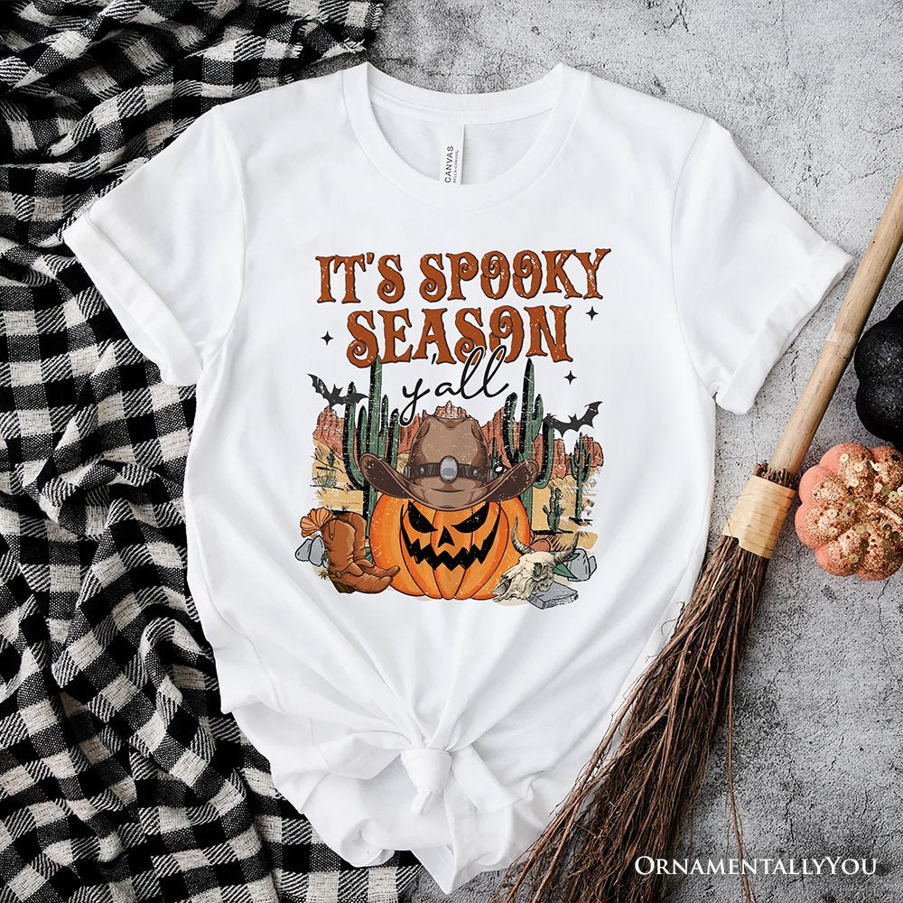 It's Spooky Season Y'all T-Shirt, Funny Western Halloween Tee for Pumpkin Cowboys T-Shirts OrnamentallyYou White XS 