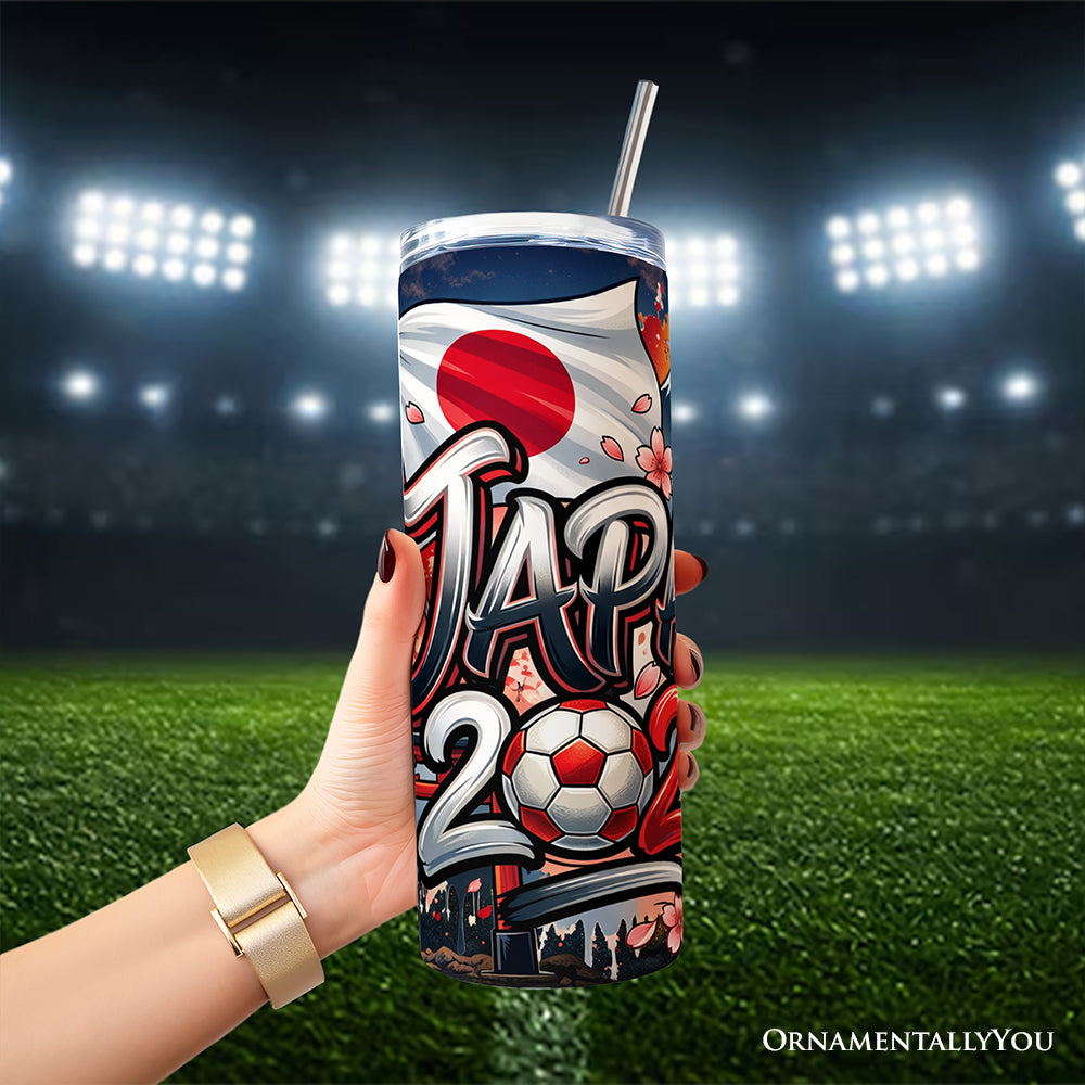 Japan 2026 Soccer Cup Global Championship 20oz Tumbler With Lid and Stainless Steel Straw, Fans Football Gift Cup