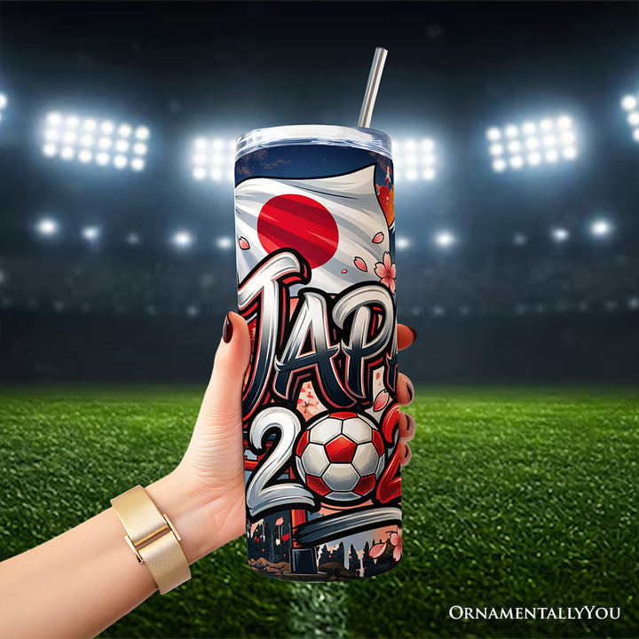 Japan 2026 Soccer Cup Global Championship 20oz Tumbler With Lid and Stainless Steel Straw, Fans Football Gift Cup
