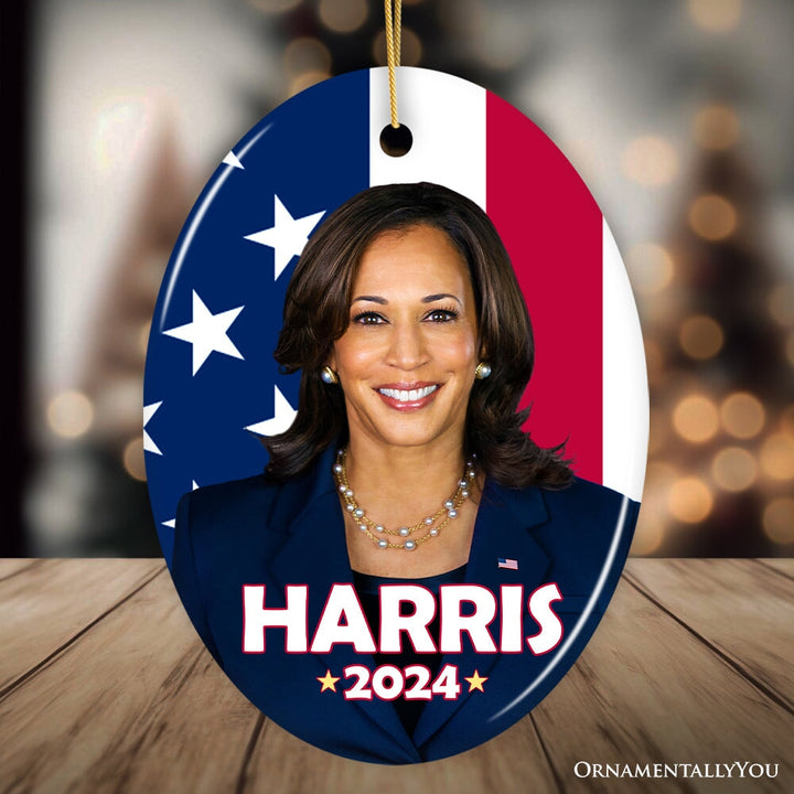 Kamala Harris Presidential Candidate 2024 Ornament, Gift For Patriotic Leadership Ceramic Ornament OrnamentallyYou Oval 