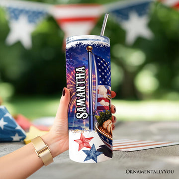 Kawaii Patriotic Ramen Maine Coon Cat 20oz Personalized Tumbler With Lid and Stainless Steel Straw, Japanese Anime Gift Cup Tumbler OrnamentallyYou 