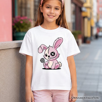 Kids Pink Zombies Bunny Cute T-Shirt, Cute Gothic Youth Halloween Tee Kid's T-Shirts OrnamentallyYou 