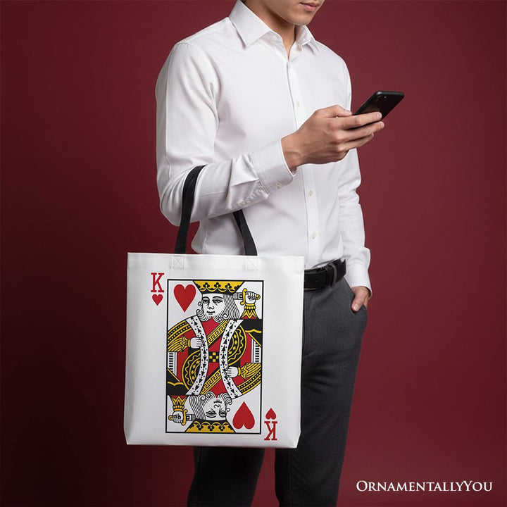 King of Hearts Card Canvas Tote Bag, Classic Retro Love Valentine Gift Bag Tote Bag OrnamentallyYou 