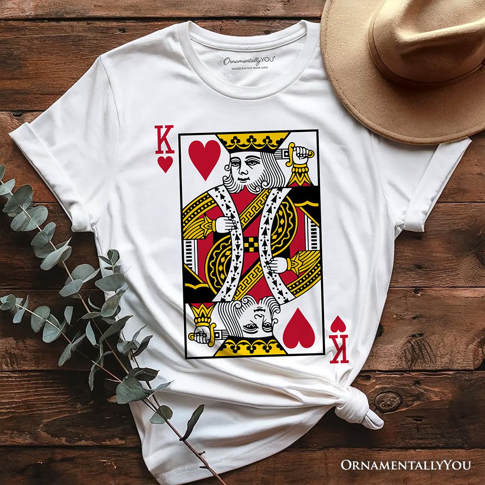King of Hearts Card T-Shirt, Classic Retro Love Valentine Tee T-Shirts OrnamentallyYou White XS 