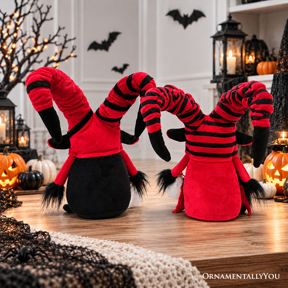Krampus Plush Gnome Set of 2, Naughty List Christmas 15" Tabletop Decoration