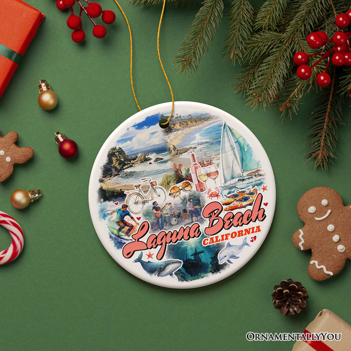 Laguna Beach Artistic Christmas Ornament, California Coastal Seaside Souvenir and Gift