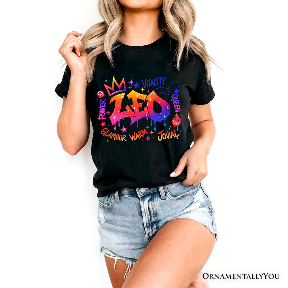 Leo Graffiti Zodiac T-Shirt, Street Style Astrology Horoscope Tee