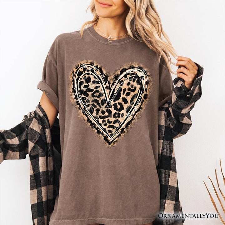 Leopard Heart Valentine T-Shirt, Watercolor Love Tee T-Shirts OrnamentallyYou 