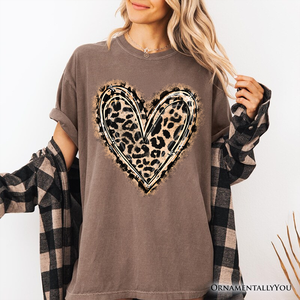 Leopard Heart Valentine T-Shirt, Watercolor Love Tee